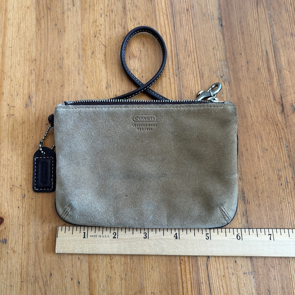 Coach Beige Suede Wristlet
